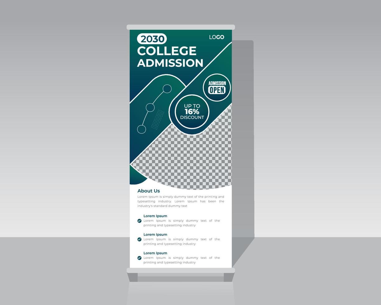 School Admission open roll up banner design template vector