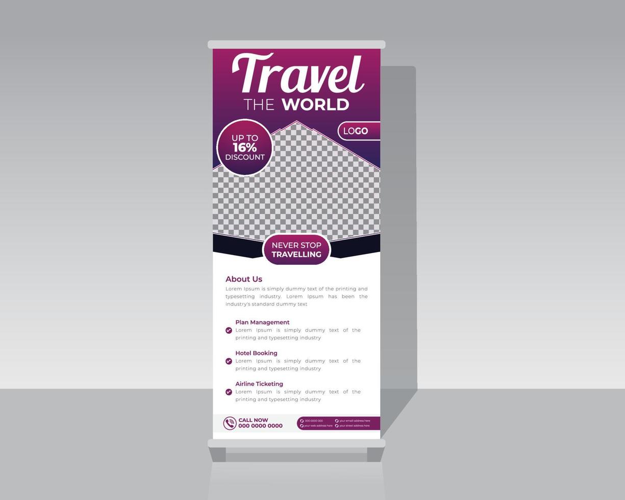 Travel vacation roll up banner design vector