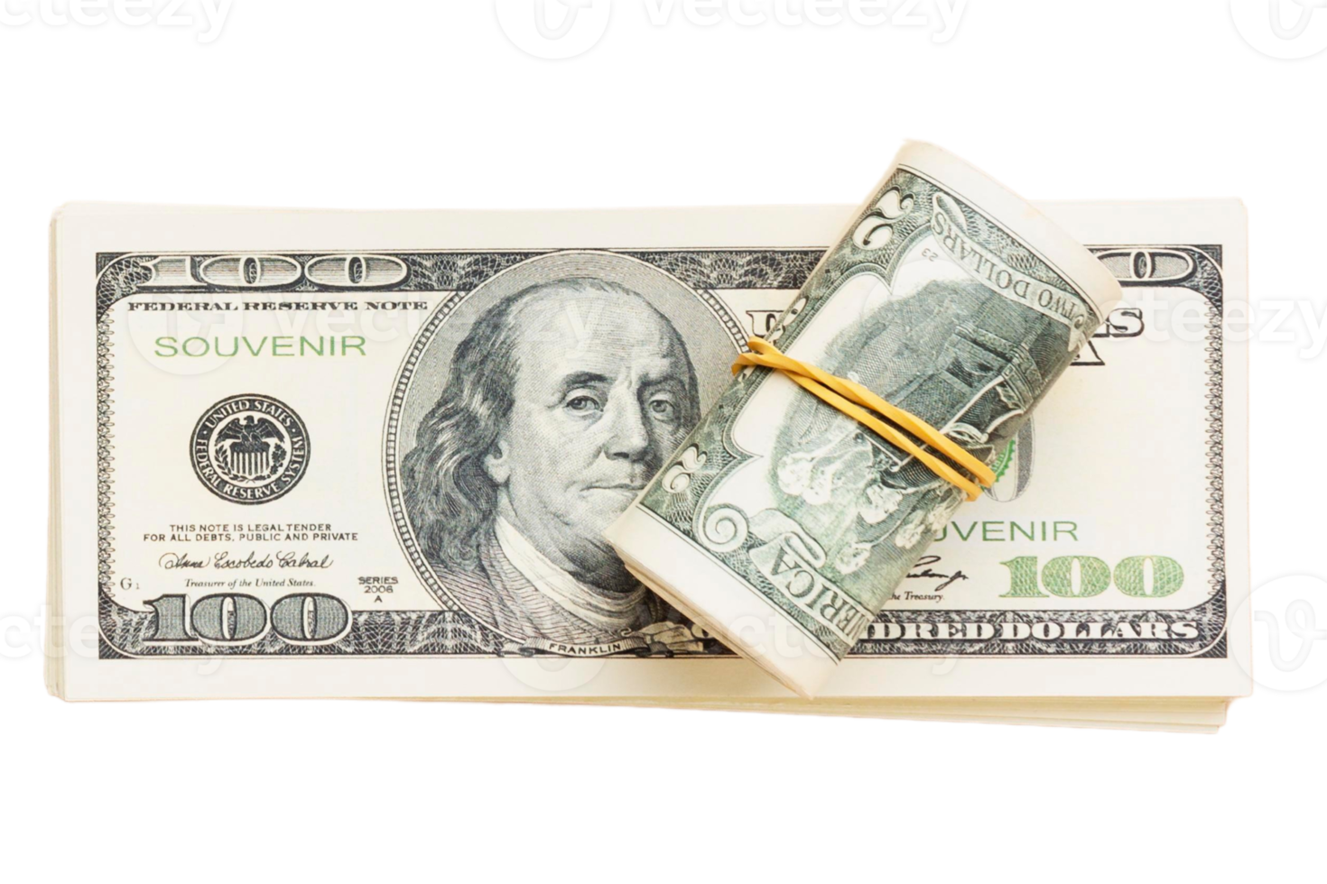 Dollar bills isolated on a transparent background png