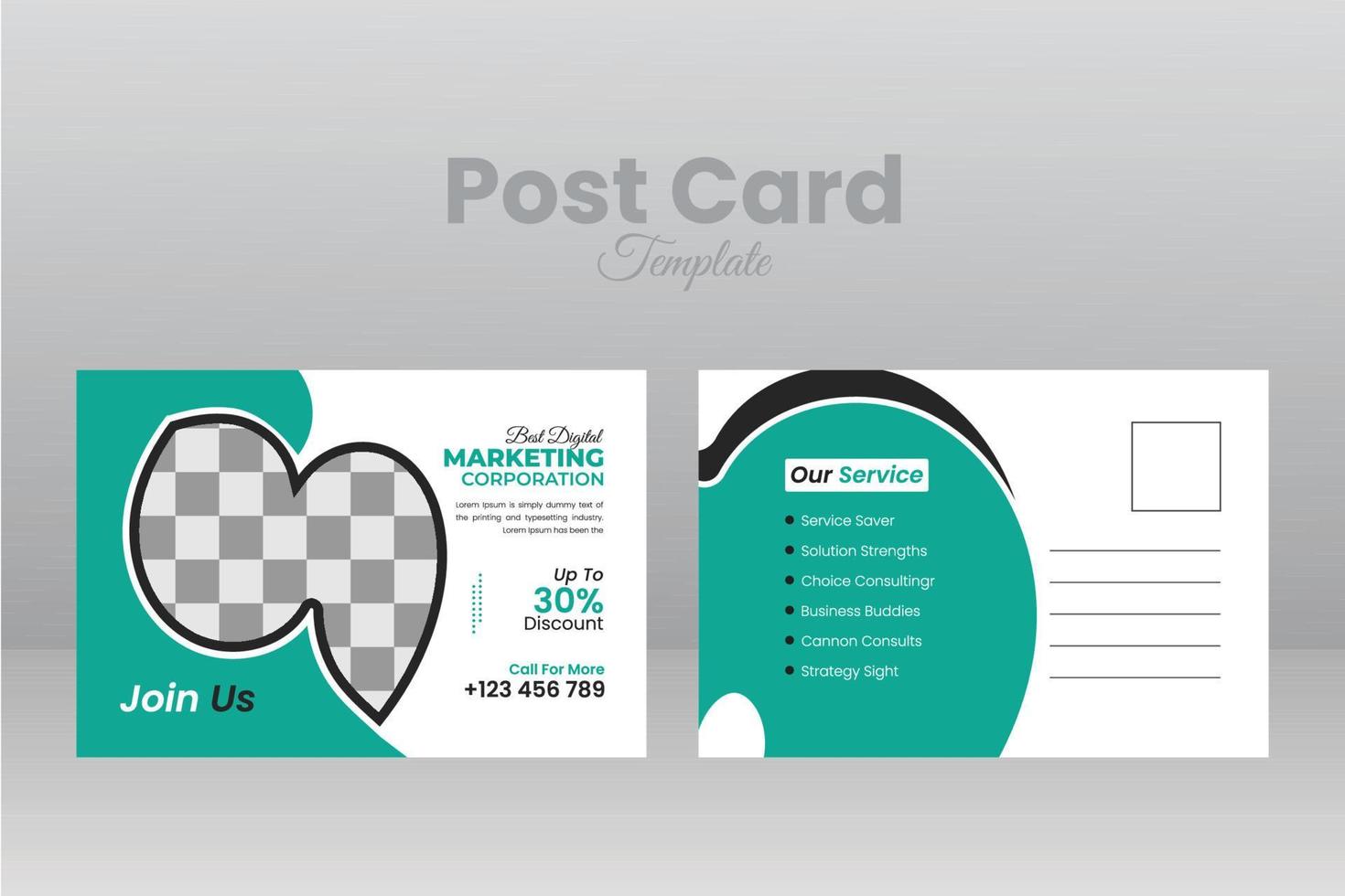 postcard template design vector