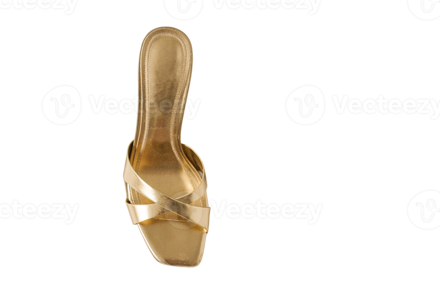 Golden high sandals isolated on a transparent background png