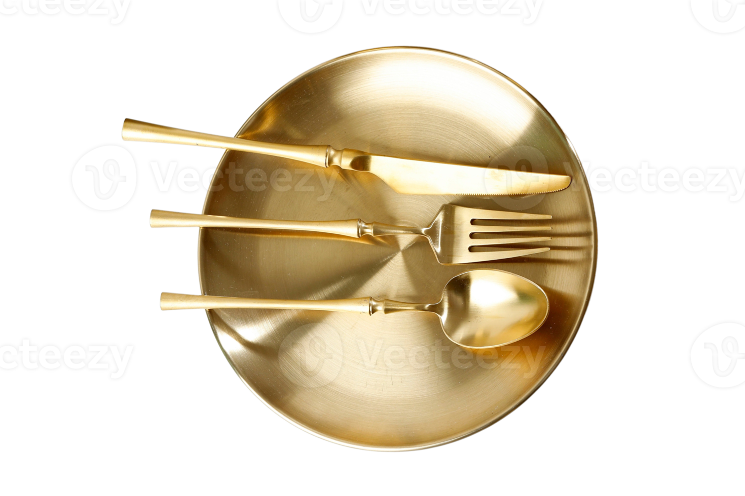 Golden tableware isolated on a transparent background png