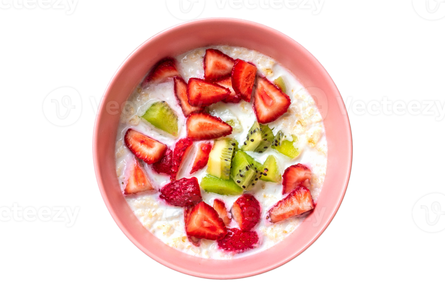 Pink bowl with mix fruits isolated on a transparent background png