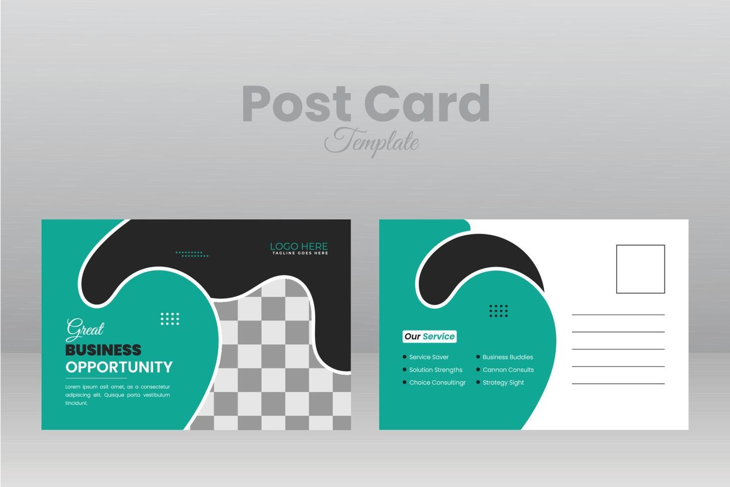 postcard template design vector