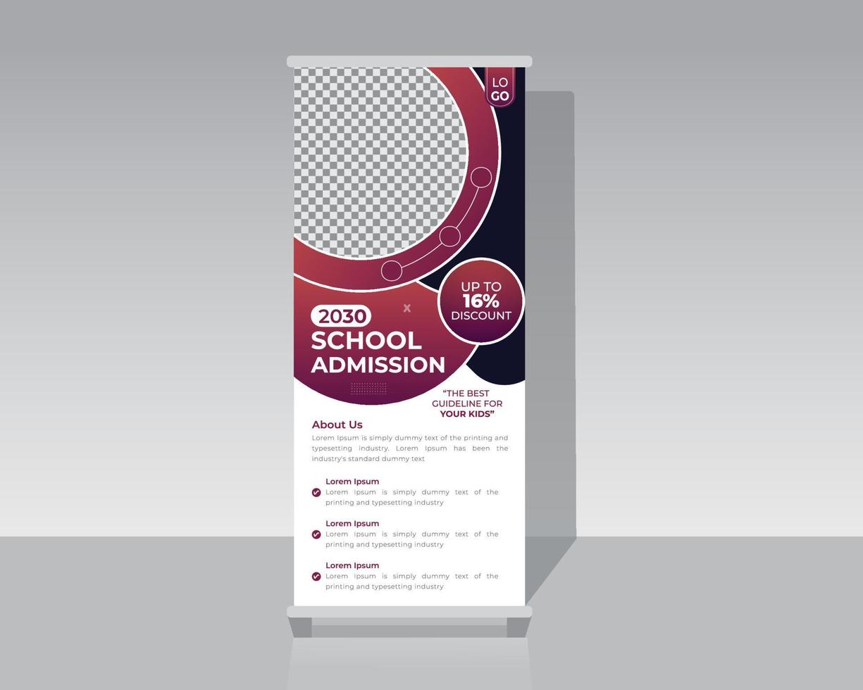 School Admission open roll up banner design template vector