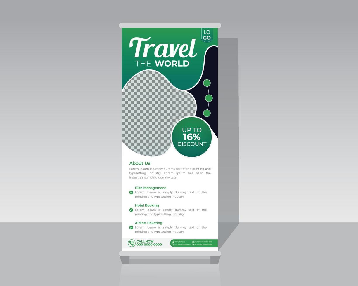 Travel vacation roll up banner design vector