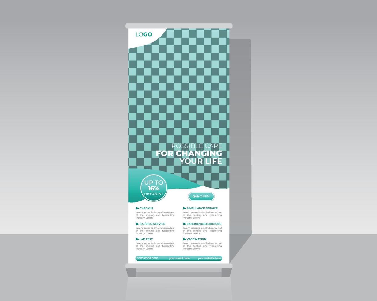 Healthcare and medical roll up banner vector