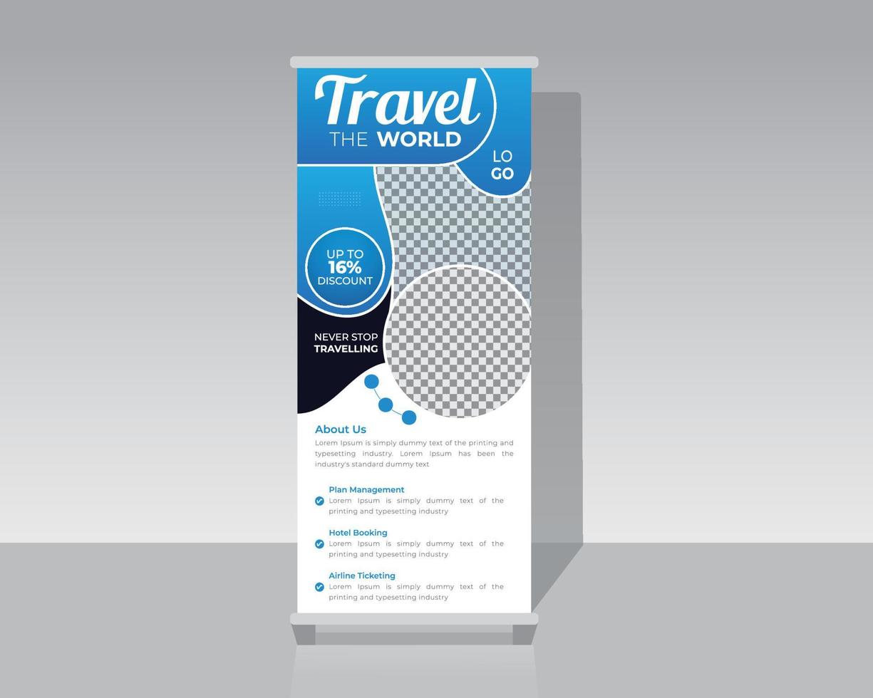 Travel vacation roll up banner design vector