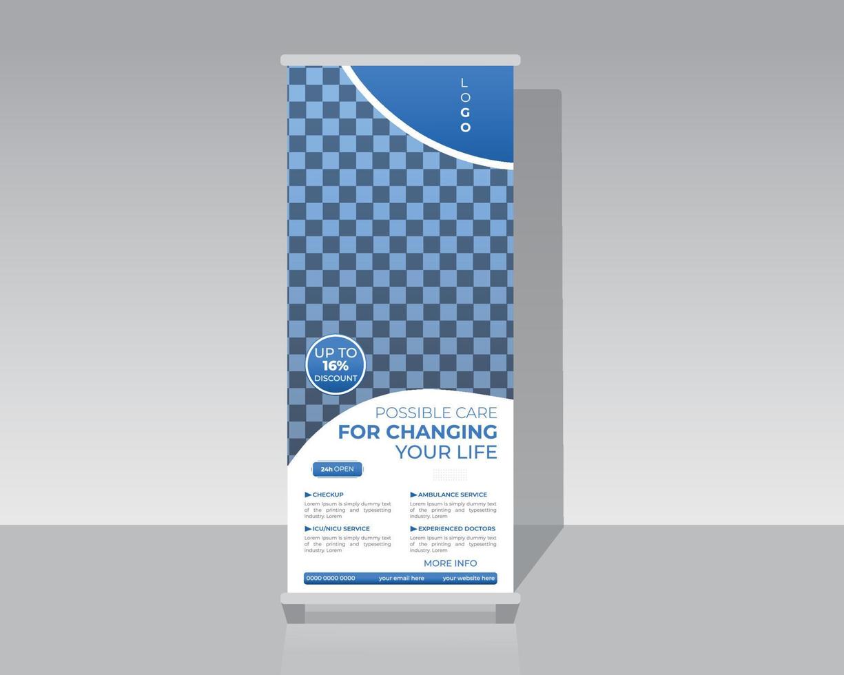 Healthcare and medical roll up banner vector