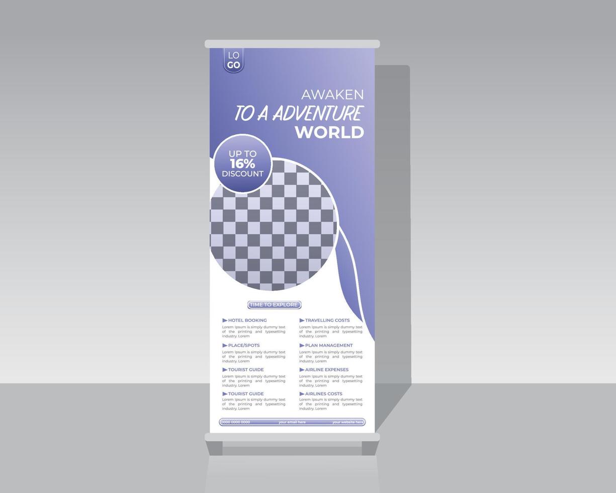 Travel vacation roll up banner design vector