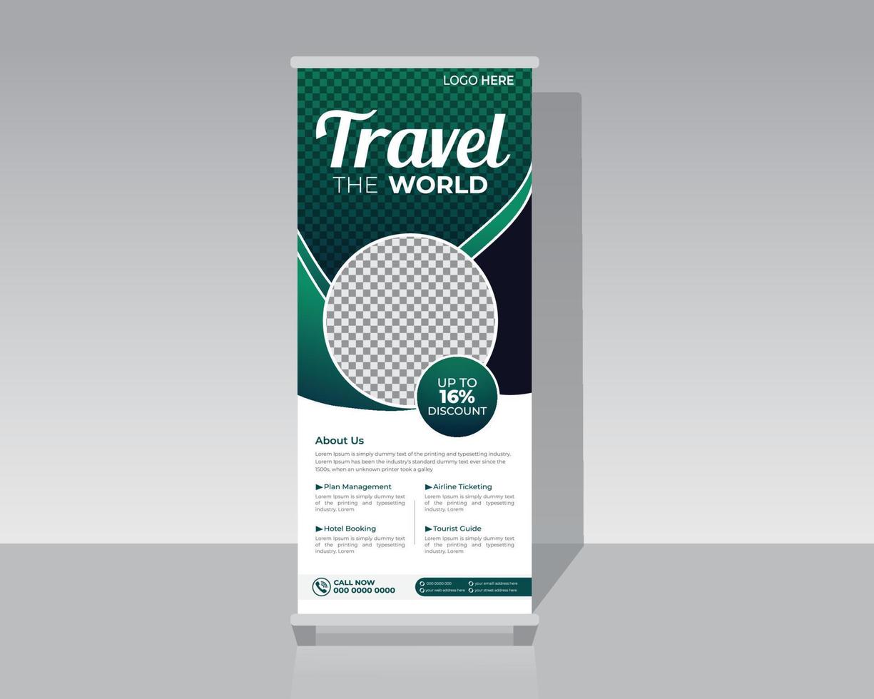 Travel vacation roll up banner design vector