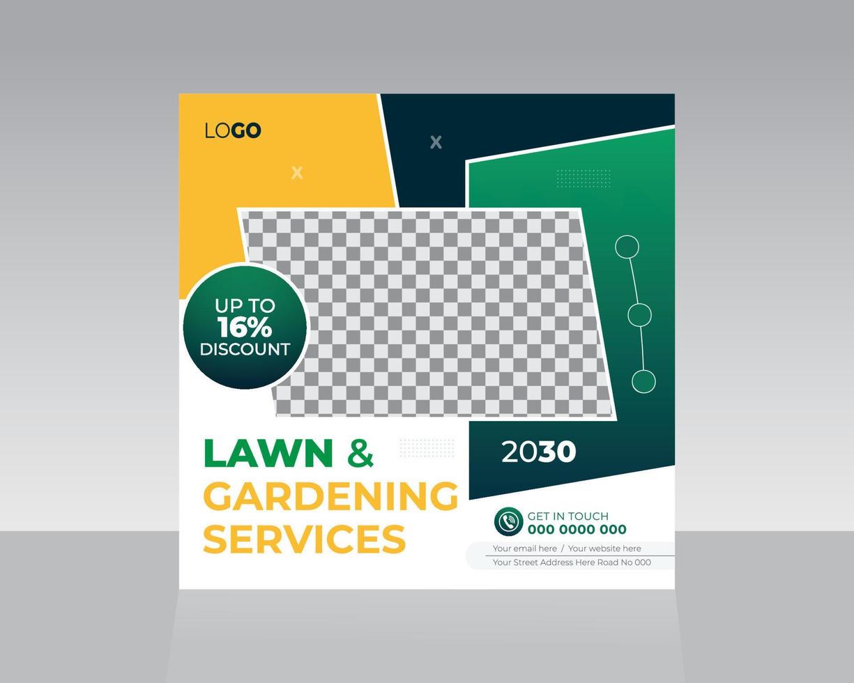 Lawn and Gardening service social media template vector