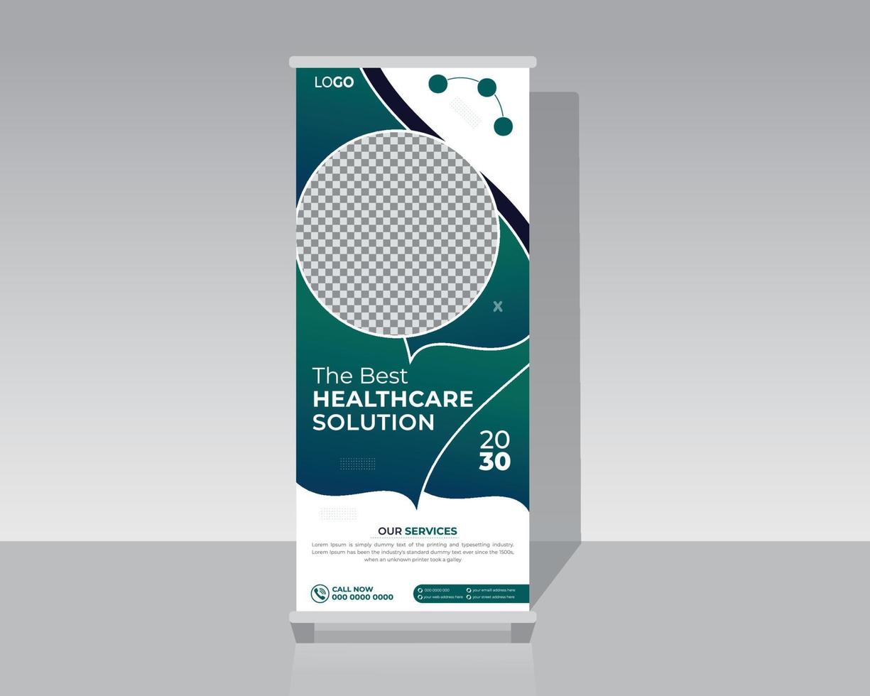 Healthcare and medical roll up banner vector