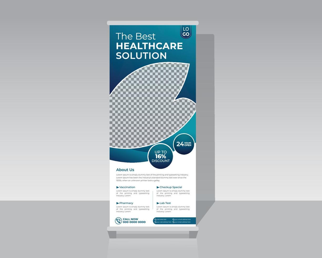 Healthcare and medical roll up banner vector