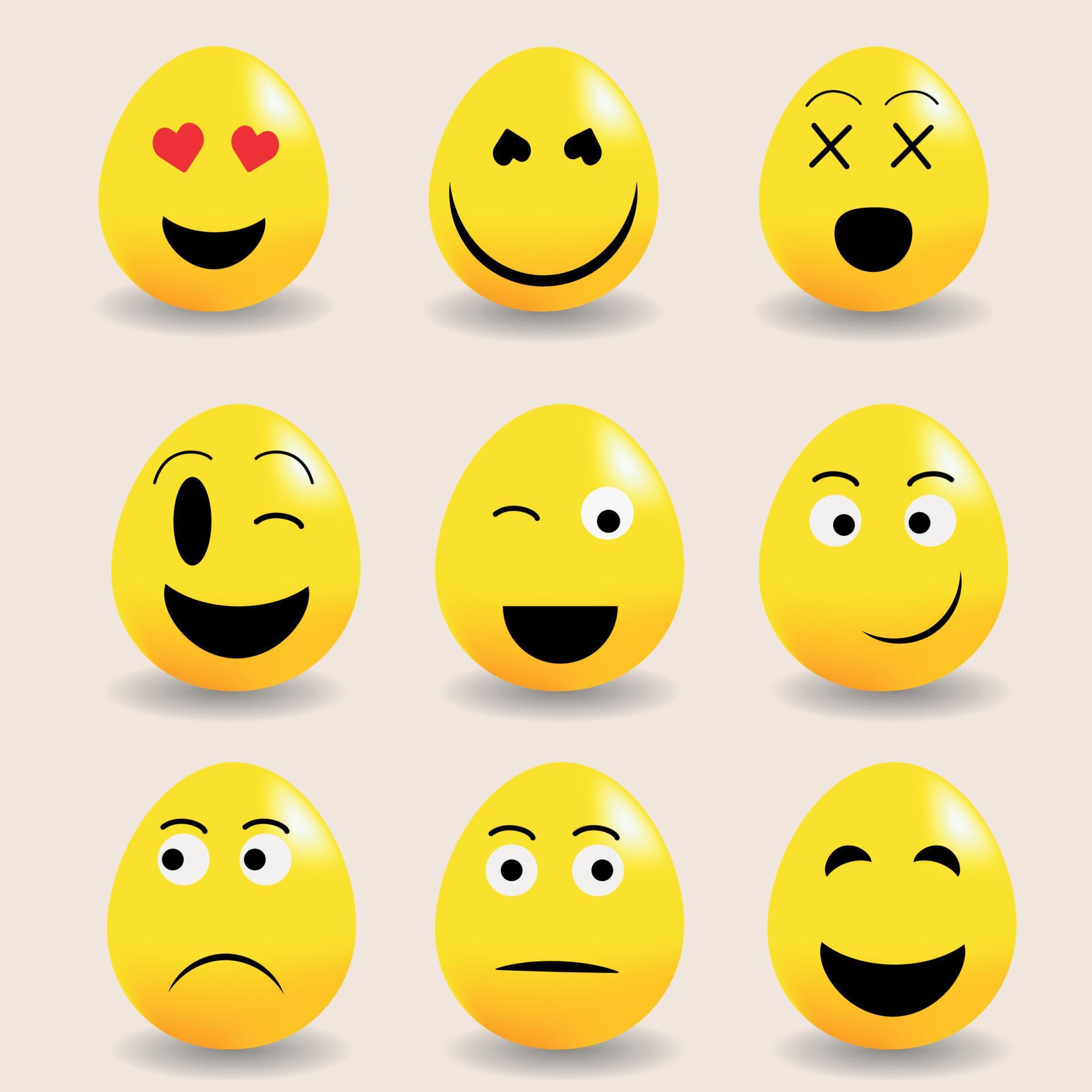 Flat set with yellow eggs emoji vector for concept design. Festive