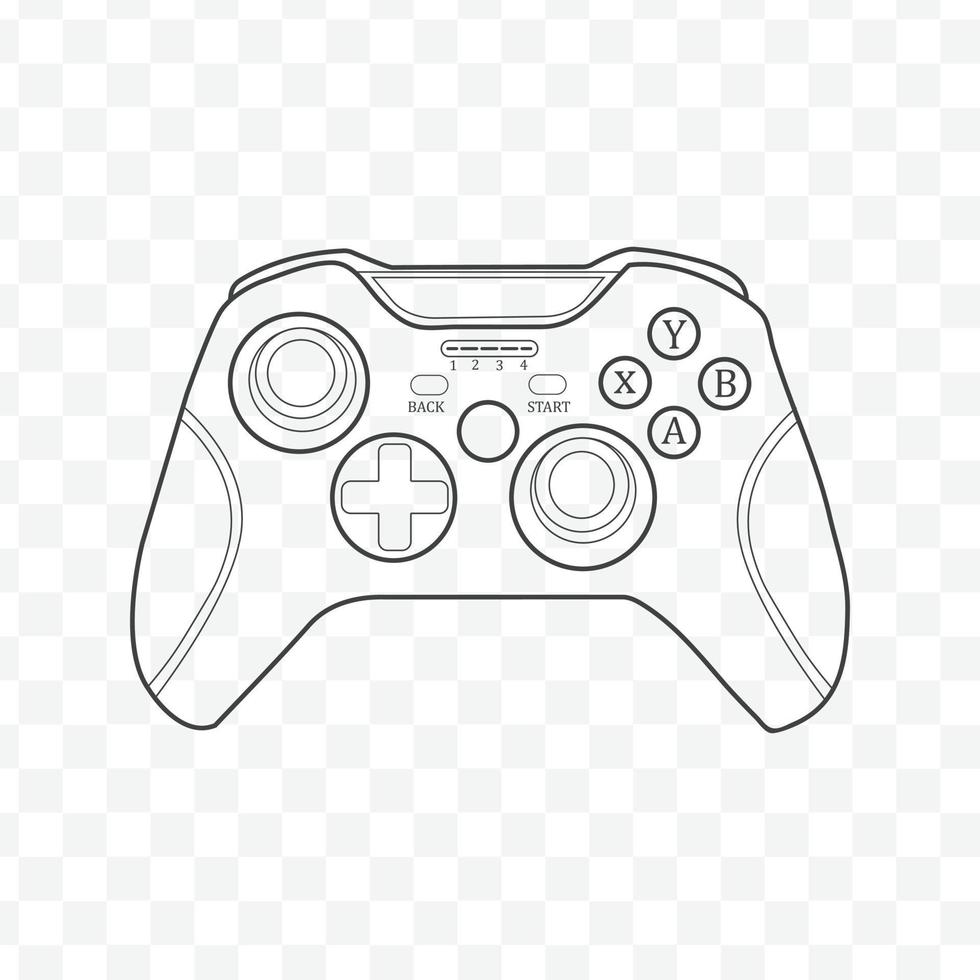 Gaming Console Outline Vector Illustration, Minimalist Design of a Video Game System in Black and White