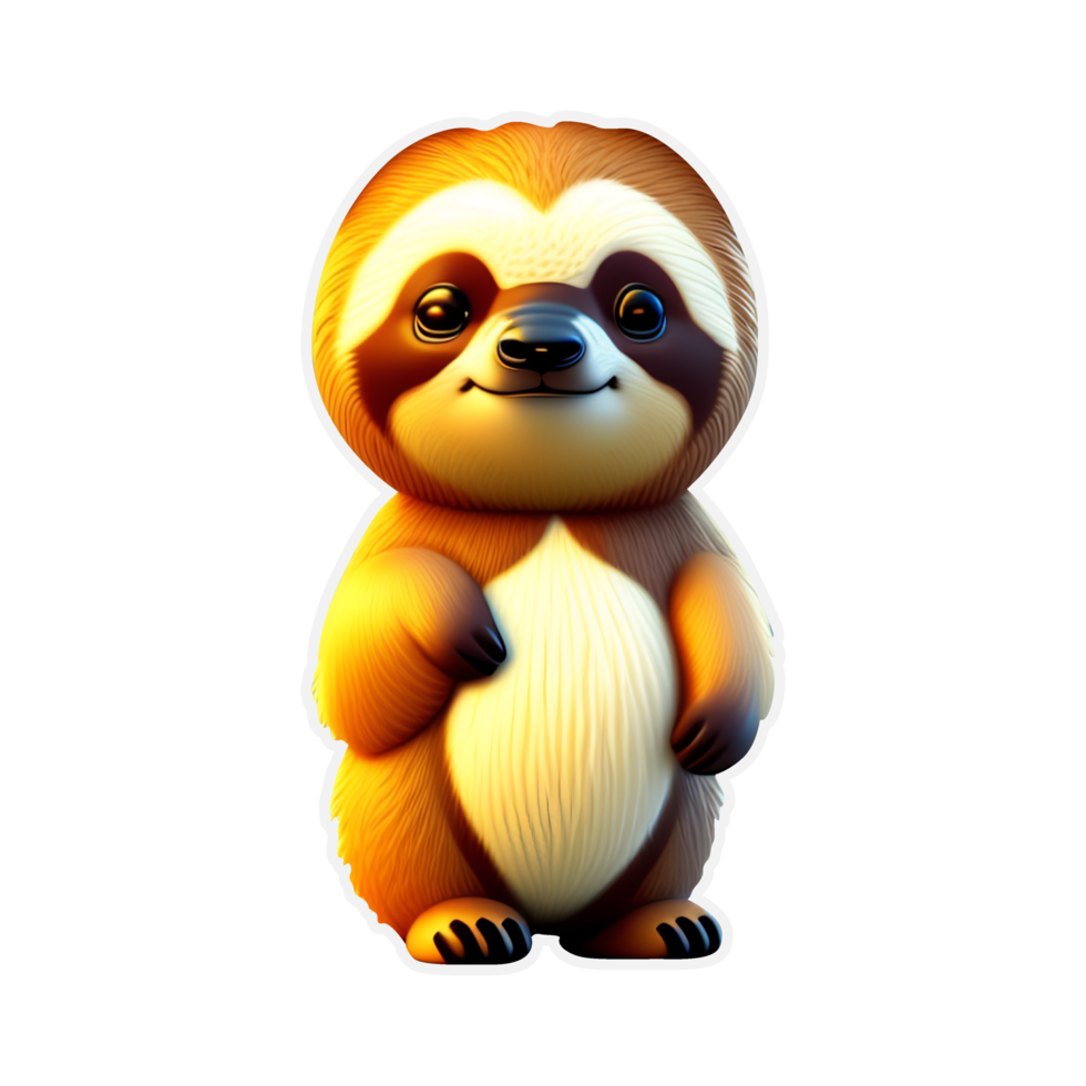 cute baby sloth cartoon 3d on transparant png