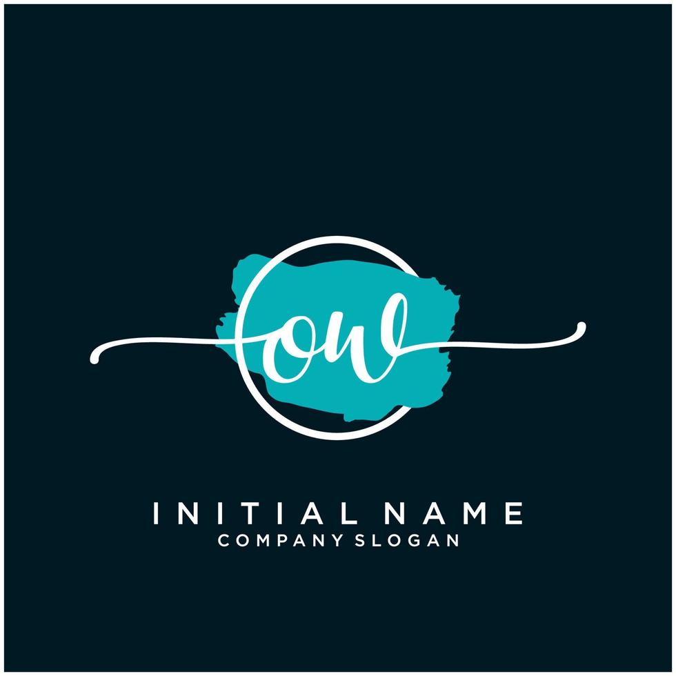 Initial OW feminine logo collections template. handwriting logo of initial signature, wedding, fashion, jewerly, boutique, floral and botanical with creative template for any company or business. vector