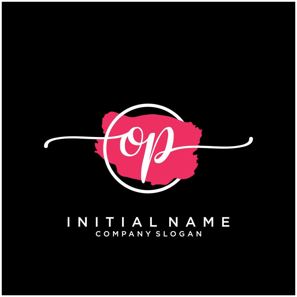 Initial OP feminine logo collections template. handwriting logo of initial signature, wedding, fashion, jewerly, boutique, floral and botanical with creative template for any company or business. vector