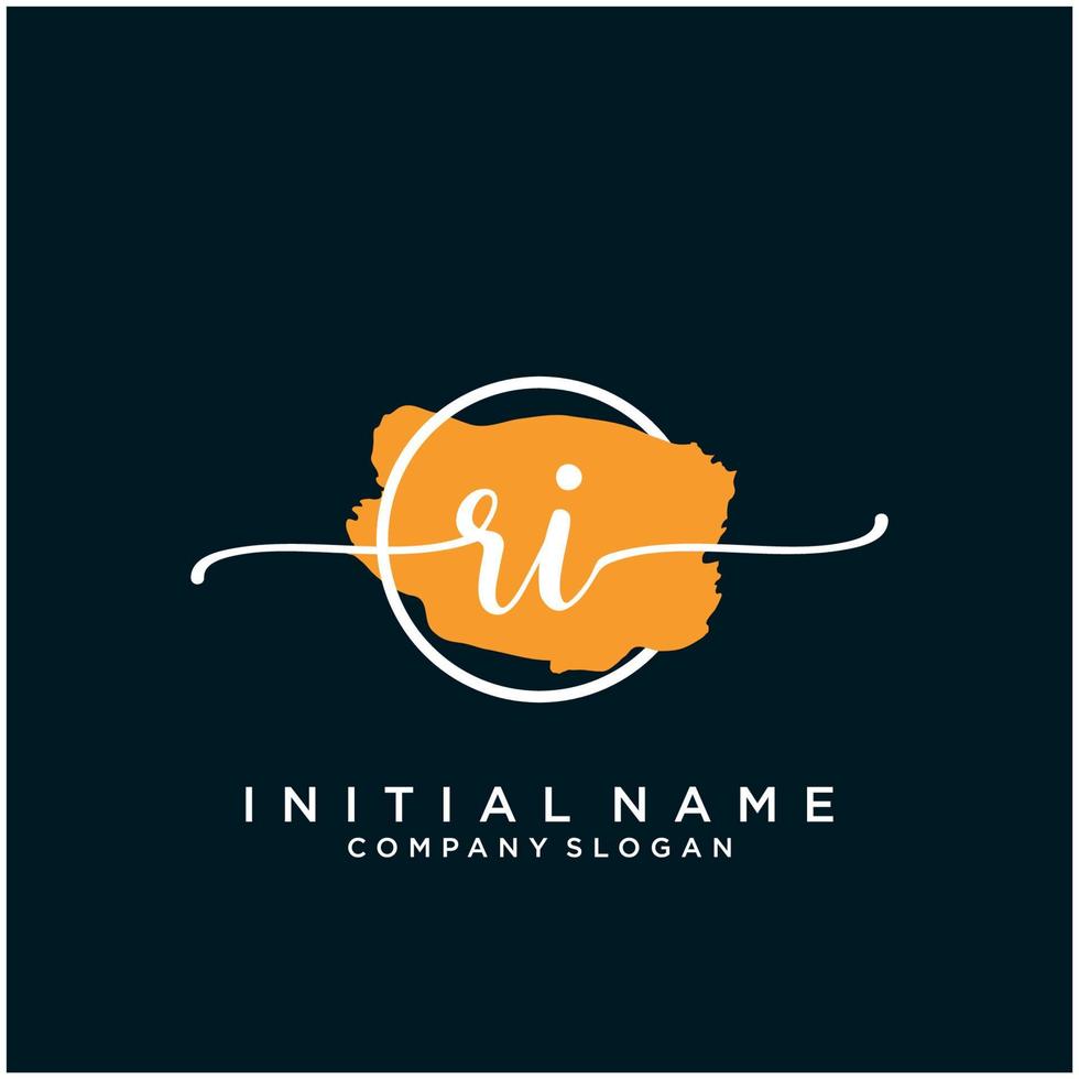 Initial RI feminine logo collections template. handwriting logo of initial signature, wedding, fashion, jewerly, boutique, floral and botanical with creative template for any company or business. vector