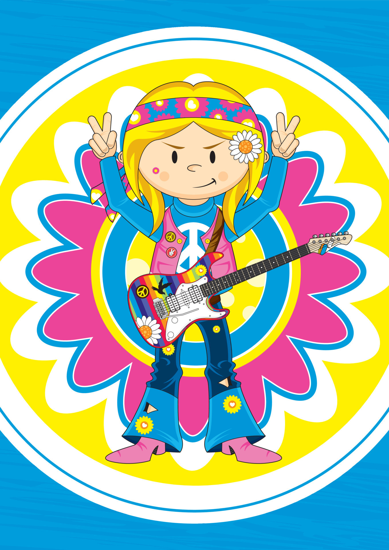 female hippie cartoon