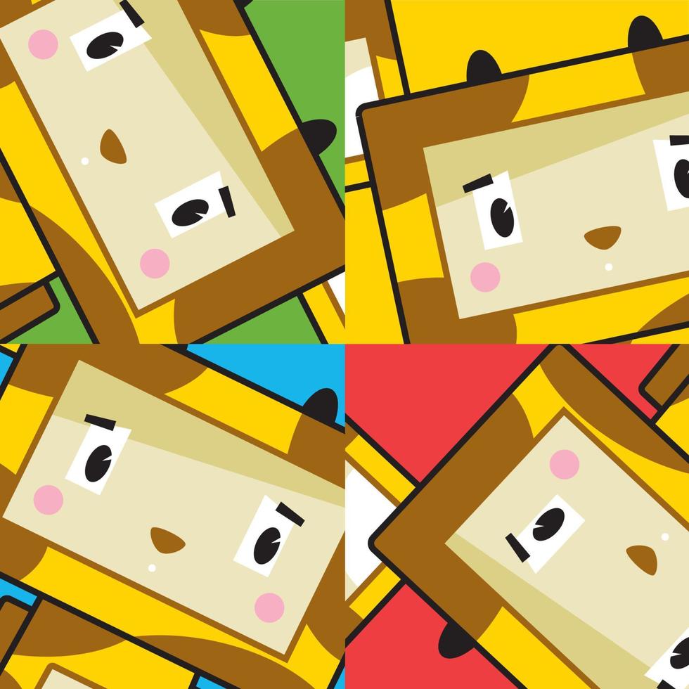 linda dibujos animados jirafa personaje en cuadrícula vector