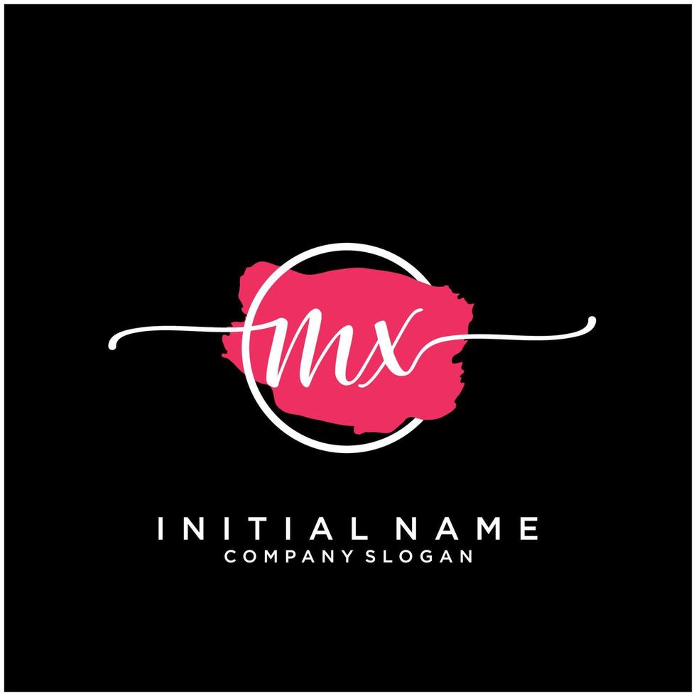 Initial MX feminine logo collections template. handwriting logo of initial signature, wedding, fashion, jewerly, boutique, floral and botanical with creative template for any company or business. vector