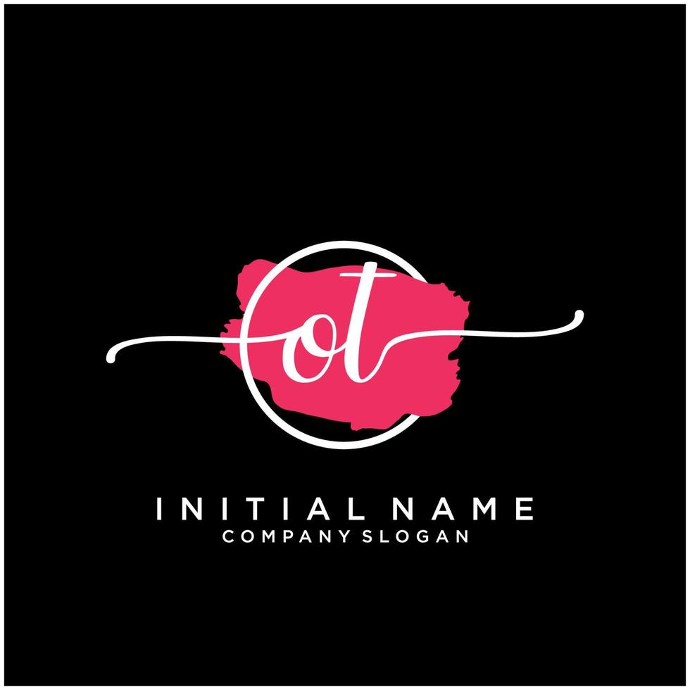 Initial OT feminine logo collections template. handwriting logo of initial signature, wedding, fashion, jewerly, boutique, floral and botanical with creative template for any company or business. vector