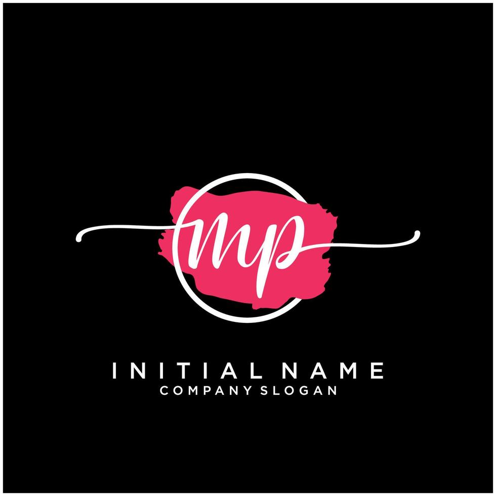 inicial mp femenino logo colecciones modelo. escritura logo de inicial firma, boda, moda, joyería, boutique, floral y botánico con creativo modelo para ninguna empresa o negocio. vector