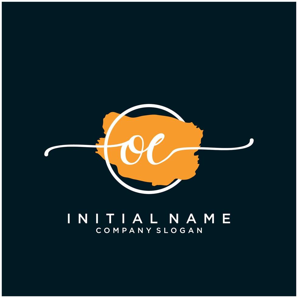 Initial OE feminine logo collections template. handwriting logo of initial signature, wedding, fashion, jewerly, boutique, floral and botanical with creative template for any company or business. vector