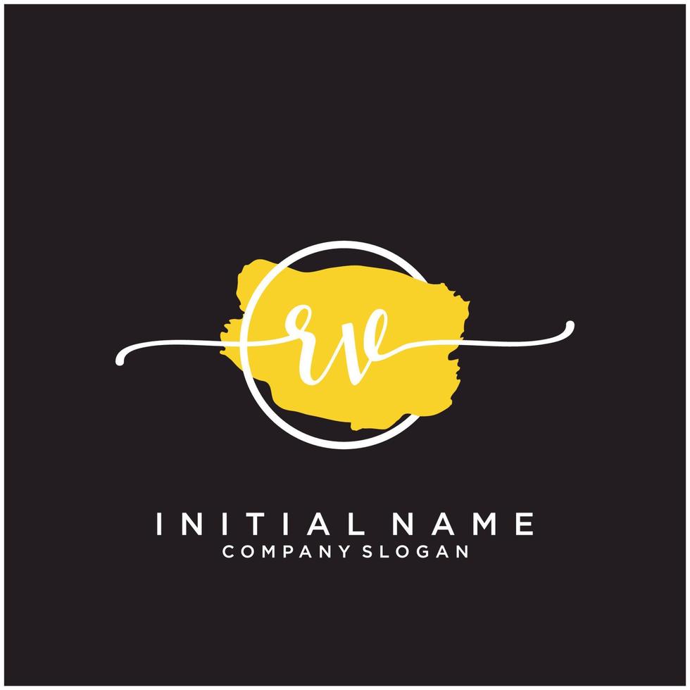 Initial RV feminine logo collections template. handwriting logo of initial signature, wedding, fashion, jewerly, boutique, floral and botanical with creative template for any company or business. vector