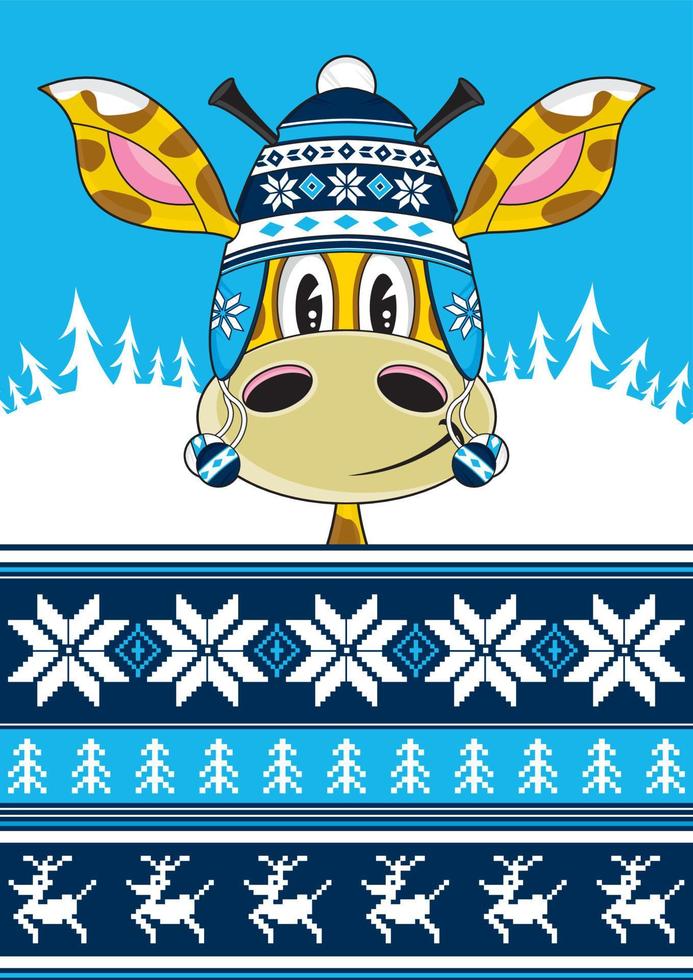 Cartoon Giraffe Character in Wooly Hat vector