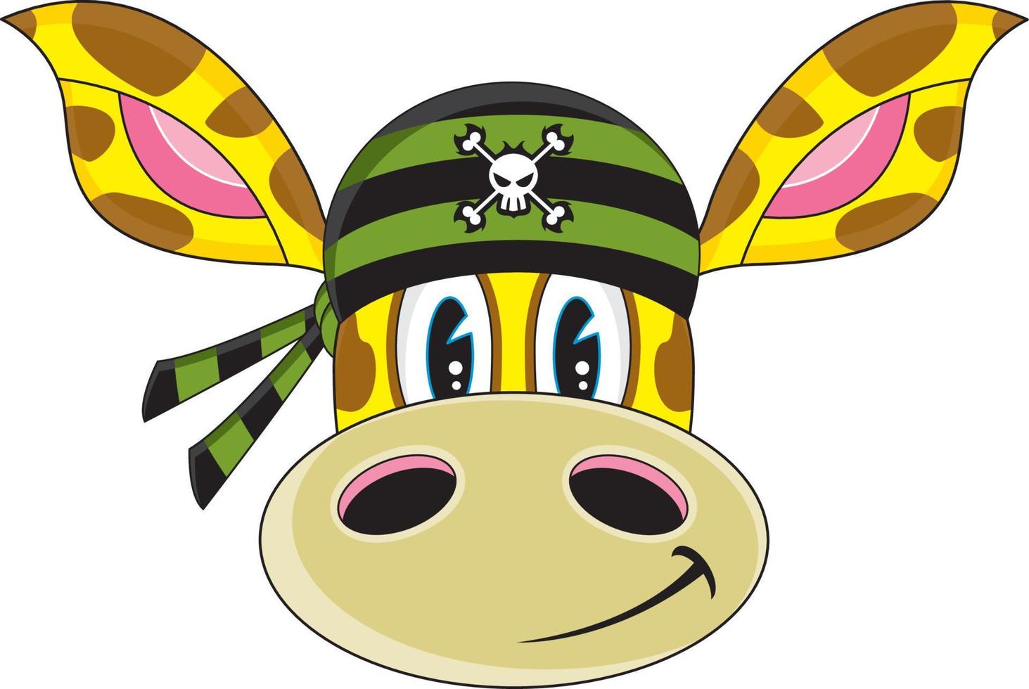 Cute Cartoon Swashbuckling Giraffe Pirate in Bandana vector