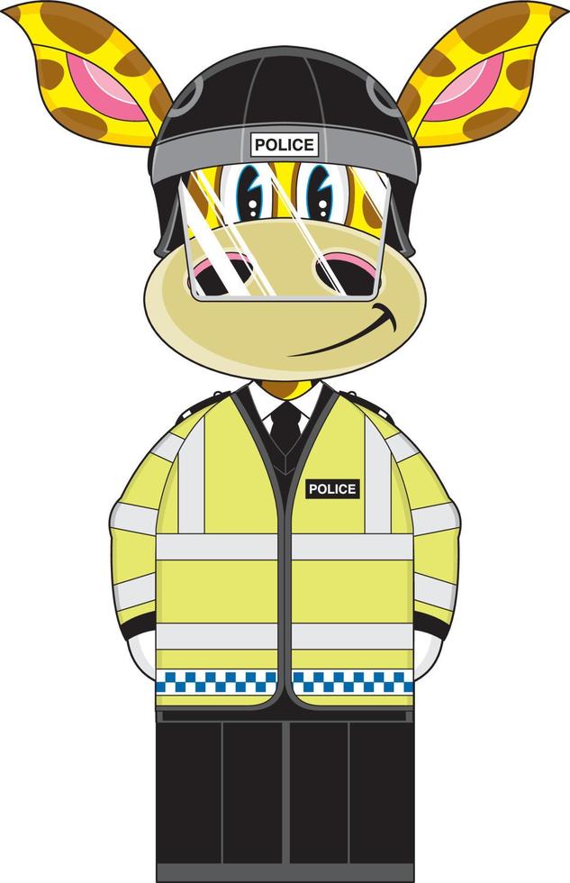 dibujos animados clásico británico jirafa alboroto policía personaje vector