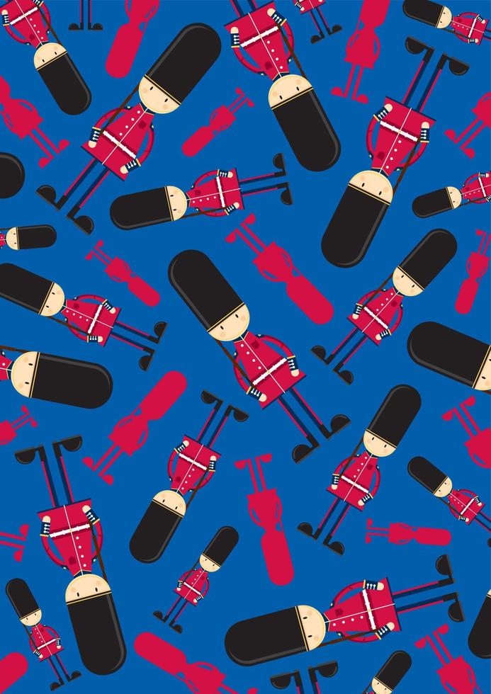 Cartoon British Beefeater Royal Palace Guard Pattern vector