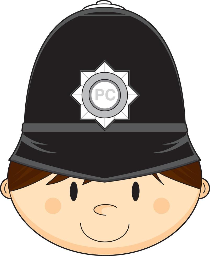 Cute Cartoon British Policeman Face vector