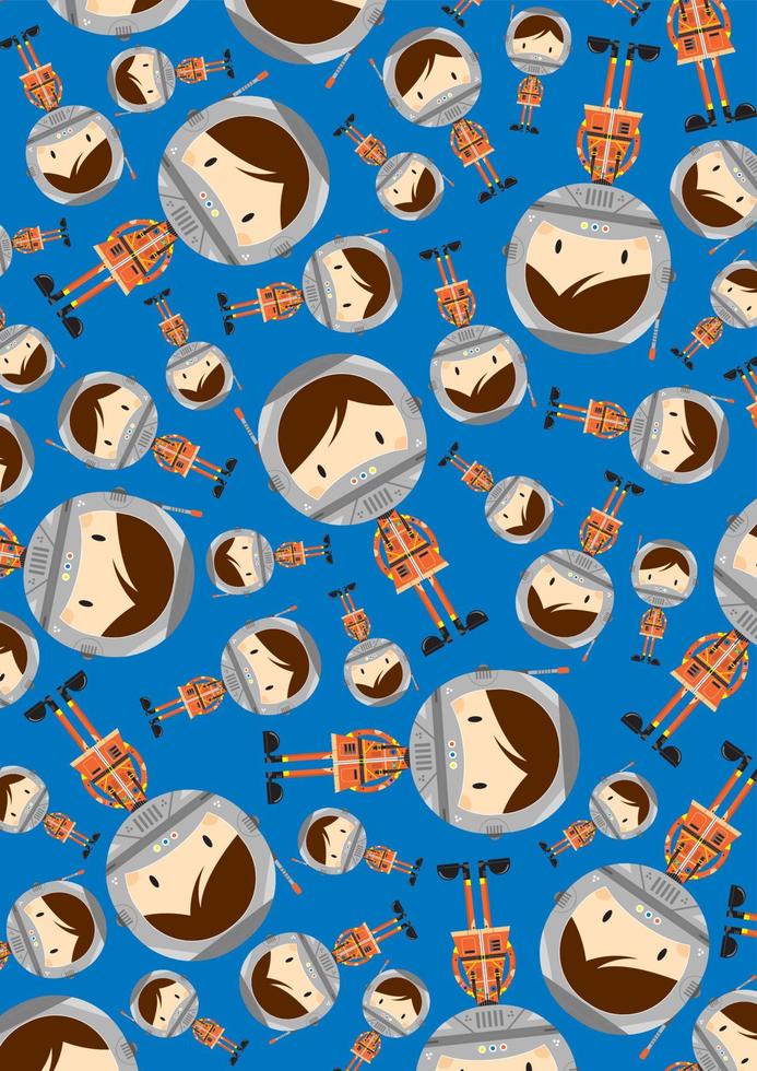 Cute Cartoon Space Astronaut Pattern vector