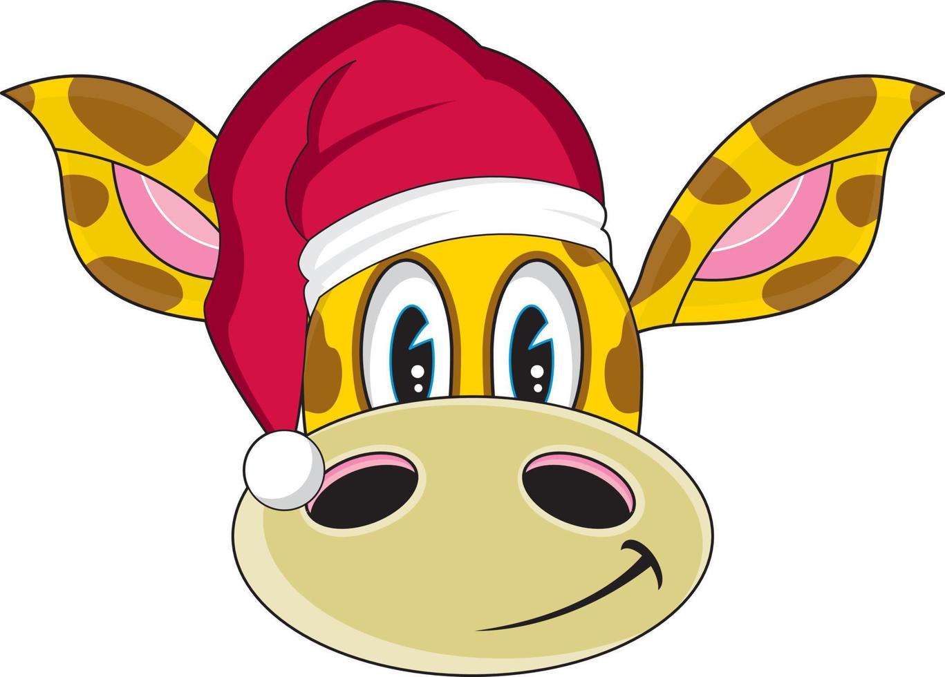 Cute Cartoon Santa Claus Christmas Giraffe Character vector