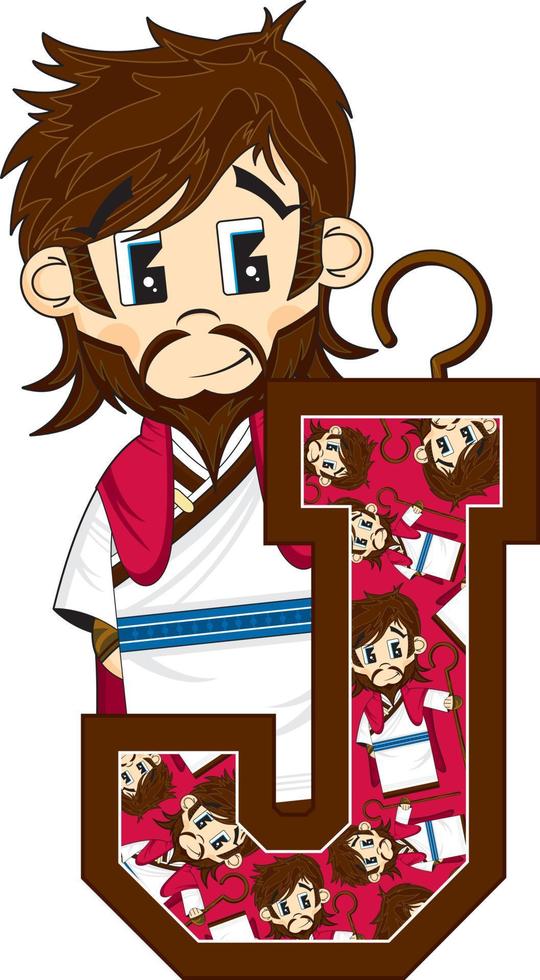 J is for Jesus Christ Alphabet Learning Illustration vector