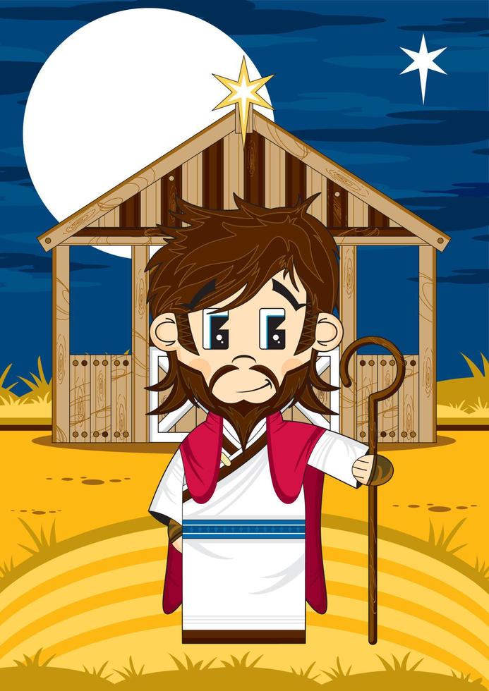 dibujos animados Jesús Cristo a granero bíblico ilustración vector