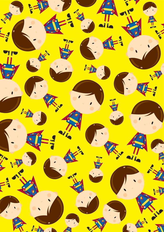 Cute Cartoon Heroic Superhero Character Pattern vector