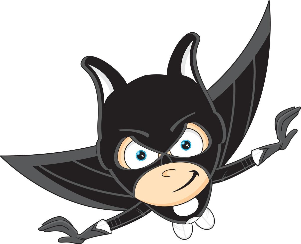 Cartoon Heroic Flying Superhero Character vector