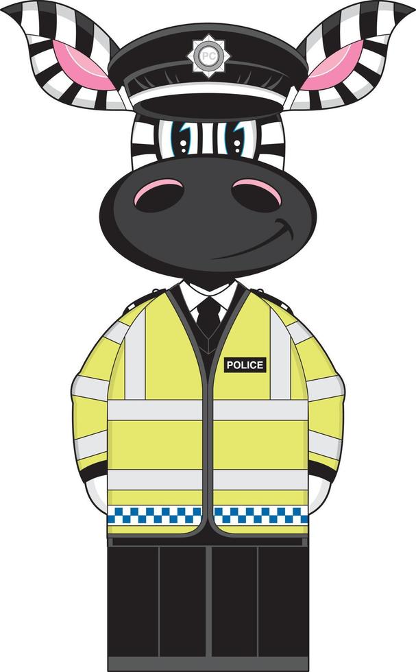 dibujos animados clásico británico cebra policía personaje vector