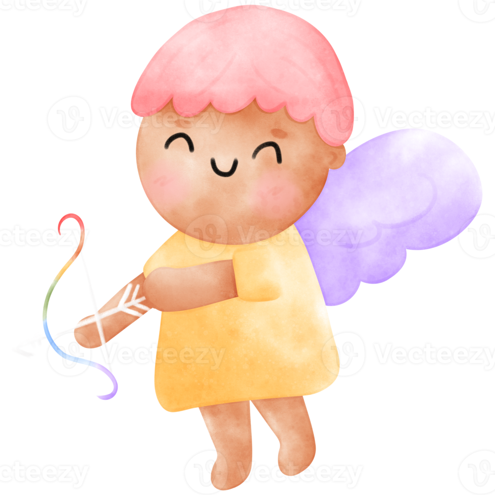 Cupid, angle, rainbow heart, pride month illustration png