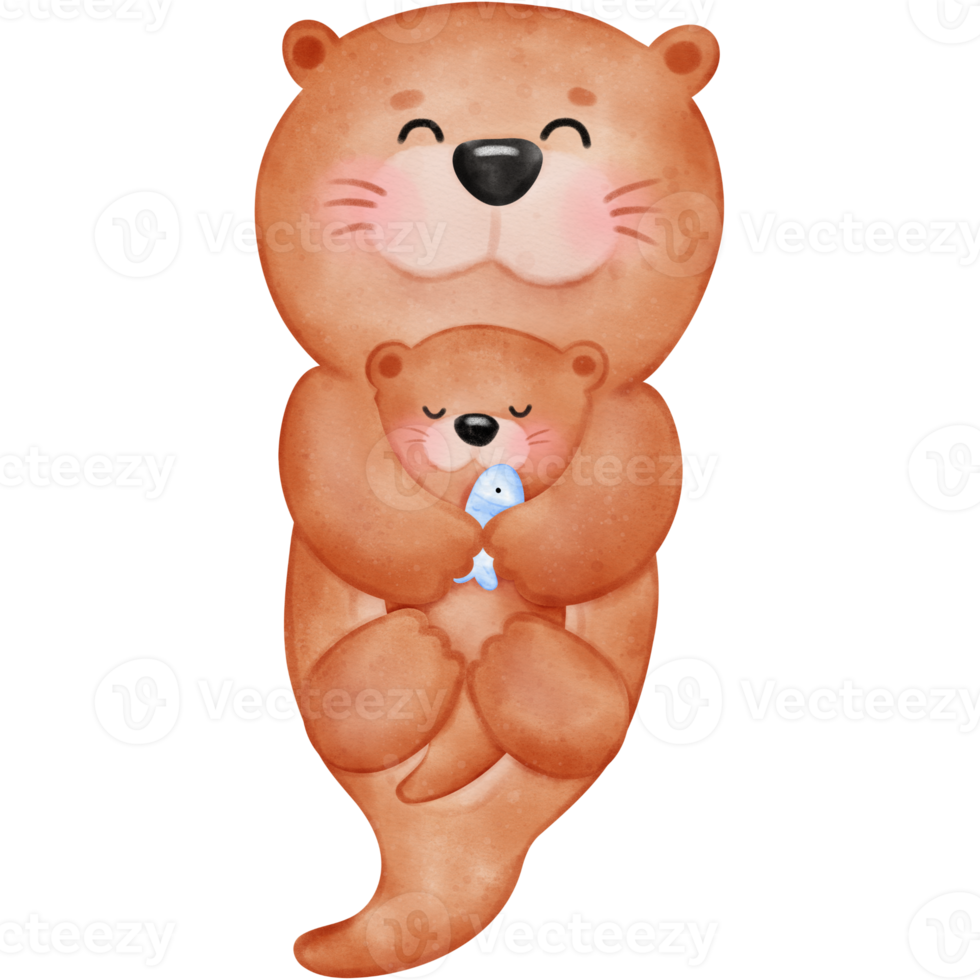 Cute otter, Otters, Otter illustration, watercolor otter, watercolor animal, animal illustration png