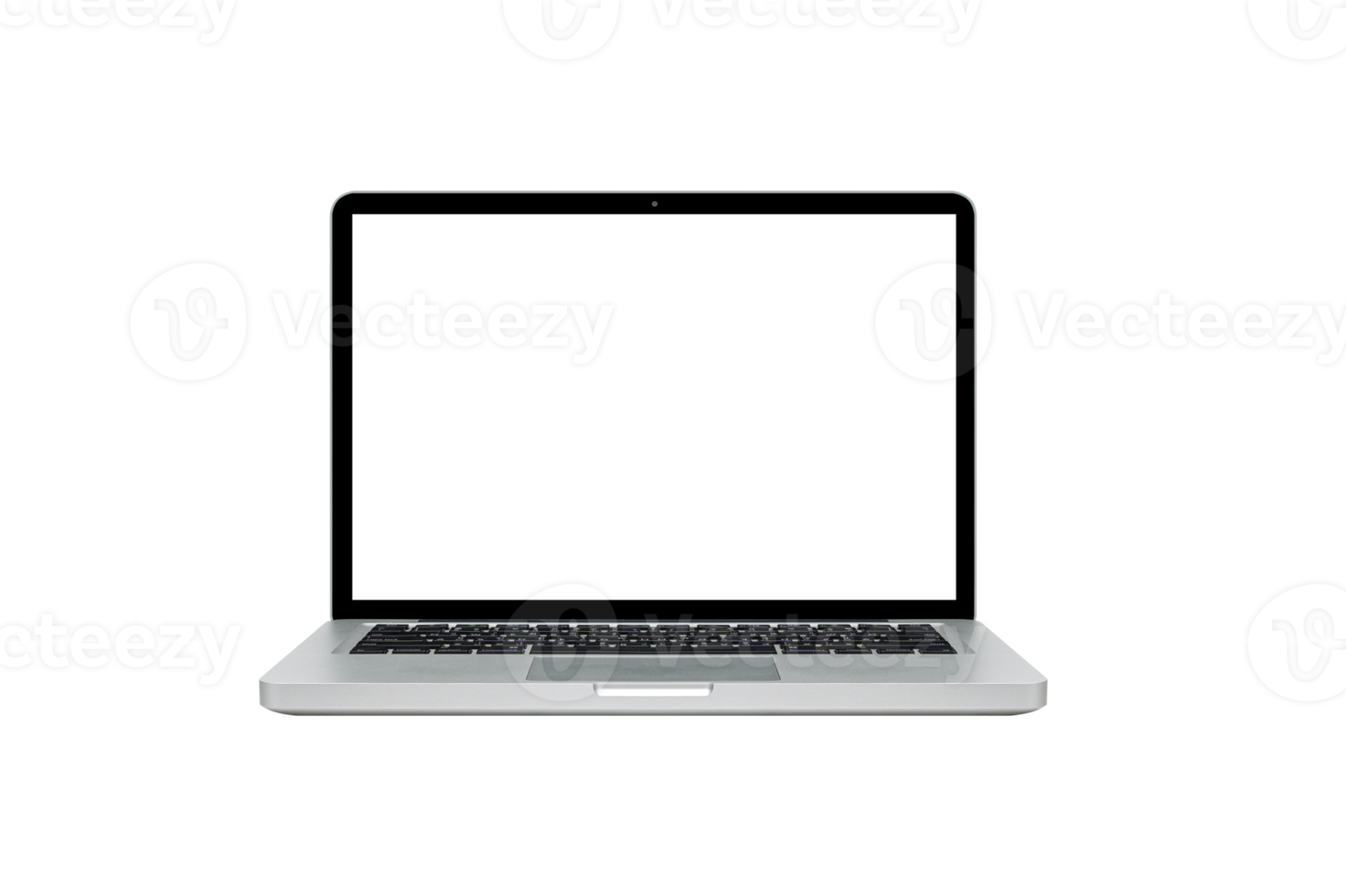 Laptop with blank screen isolate on png or transparent background for new produc