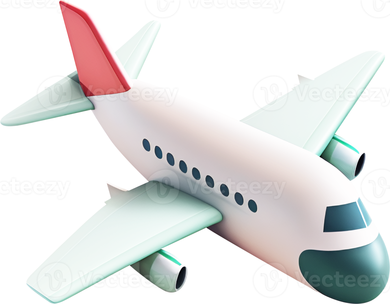 3D airplane icon for transport and travel on vacation. png