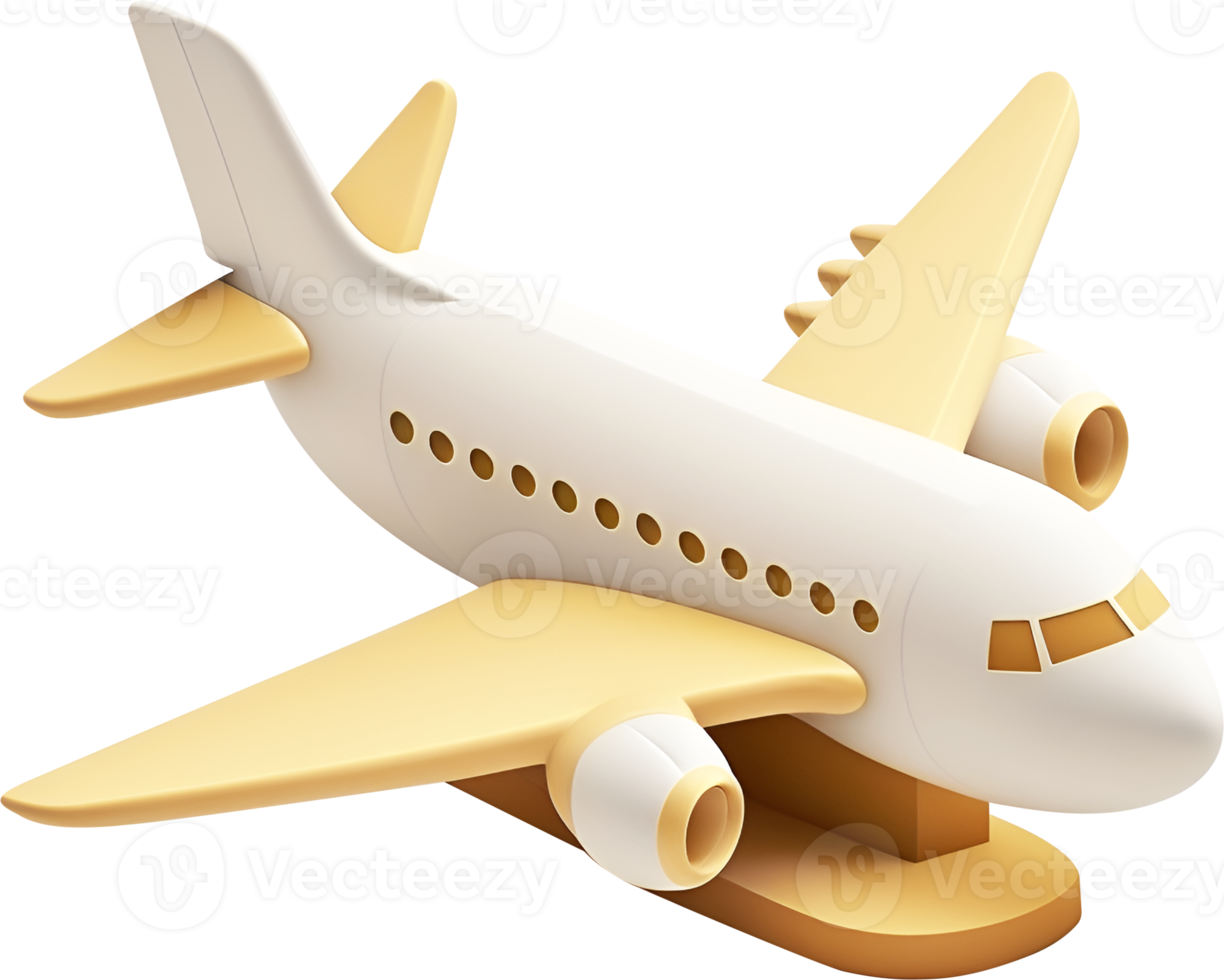 3D airplane icon for transport and travel on vacation. png