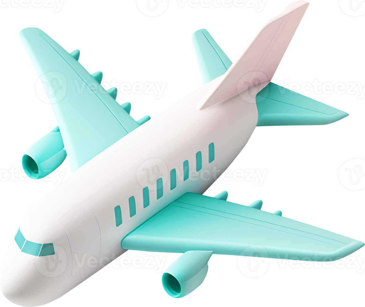 3D airplane icon for transport and travel on vacation. png