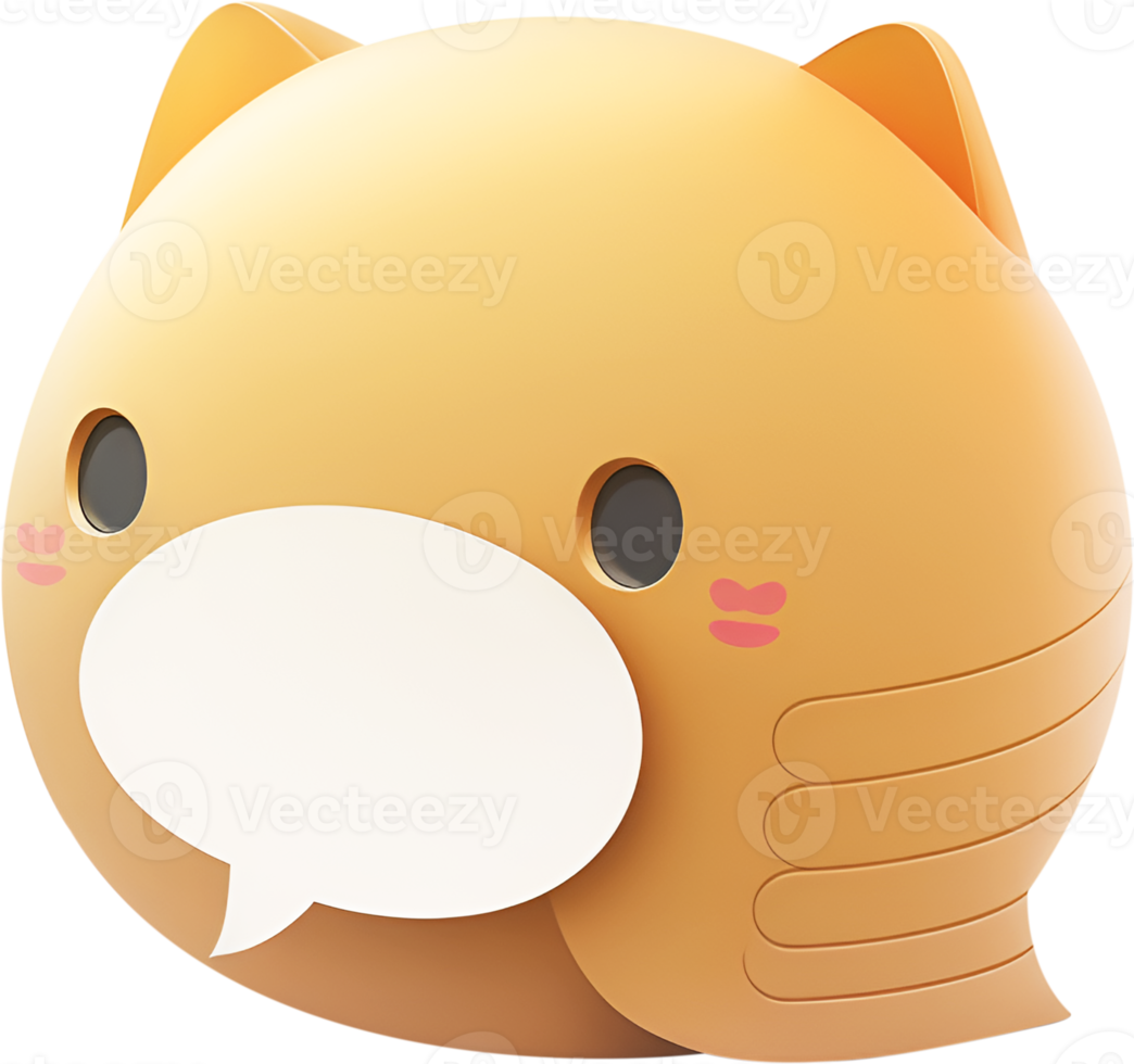 3d face cat cartoon icon illustration. png